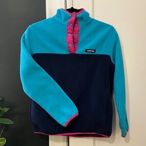 Lands' End Teal/Navy/Pink Fleece Hoodie with Pink Details, XS (2-4)